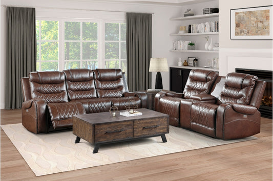 9405BR-PW Seating Putnam Collection 2pc Set: Sofa, Love (Power)