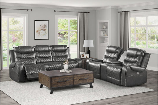 9405GY-PW Seating Putnam Collection 2pc Set: Sofa, Love (Power)